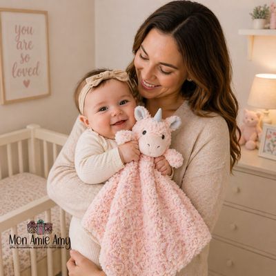 Pink Unicorn Baby Security Blanket Lovey – Soft Plush Swirl Minky Blanket for Girls, Newborn Gift by Elegant Baby
