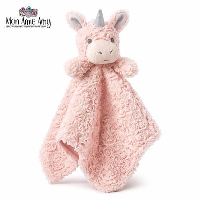 Pink Unicorn Baby Security Blanket Lovey – Soft Plush Swirl Minky Blanket for Girls, Newborn Gift by Elegant Baby