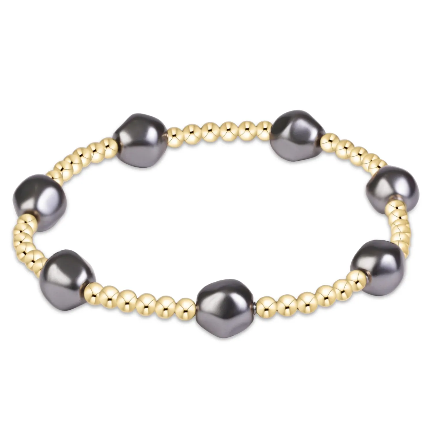 Admire Pearl Dark Grey 3mm Gold  Bracelet