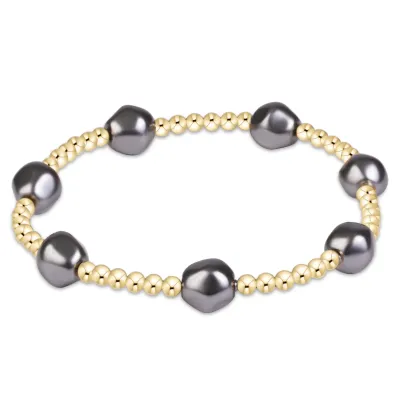 Admire Pearl Dark Grey 3mm Gold  Bracelet