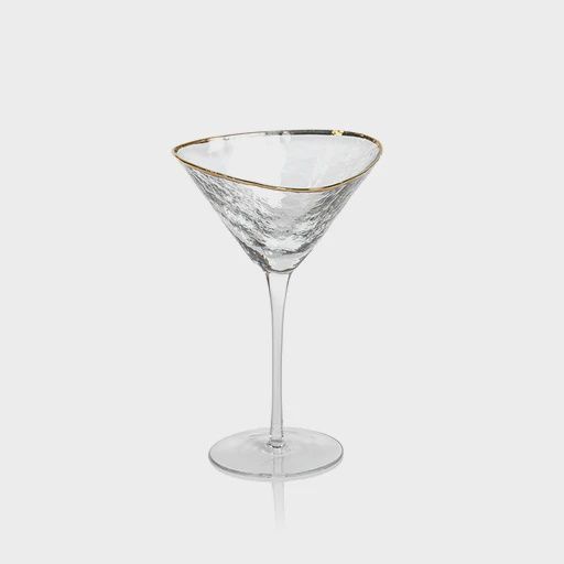 Zodax Aperitivo Triangular Martini Glass – Geometric Barware, Colour: Gold Rim
