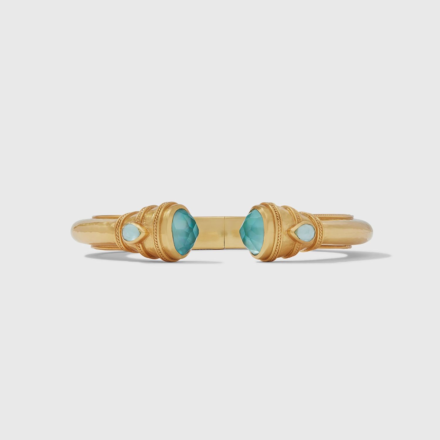 Julie Vos Cannes Demi Cuff Bracelet 24K Gold Gemstone 2.5", Colour: Bahamian Blue, Description: Gold, Size: Regular