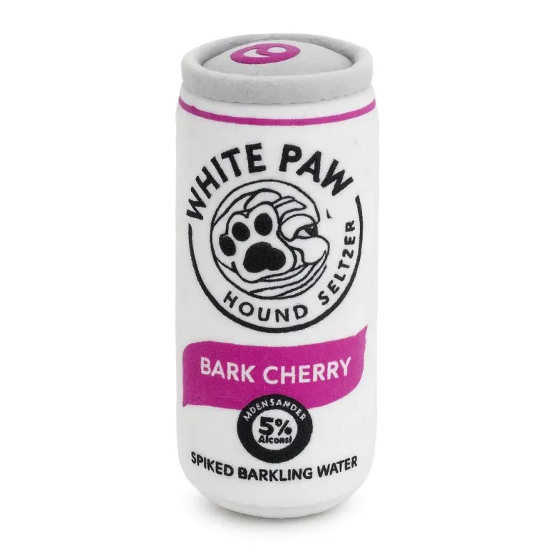 Haute Diggity Dog White Paw Bark Cherry Squeaky Plush Dog Toy