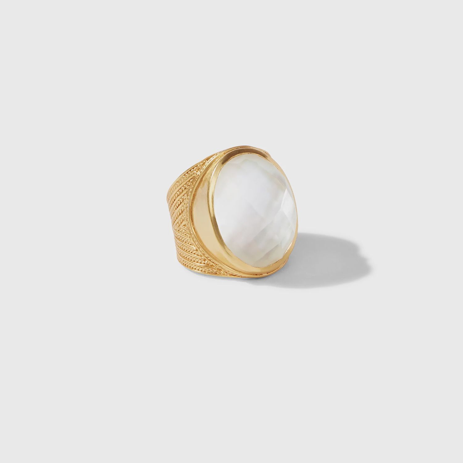 Julie Vos Verona Statement Ring Rose Cut Gemstone 24k Gold Size 8, Colour: Clear Crystal, Size: 8