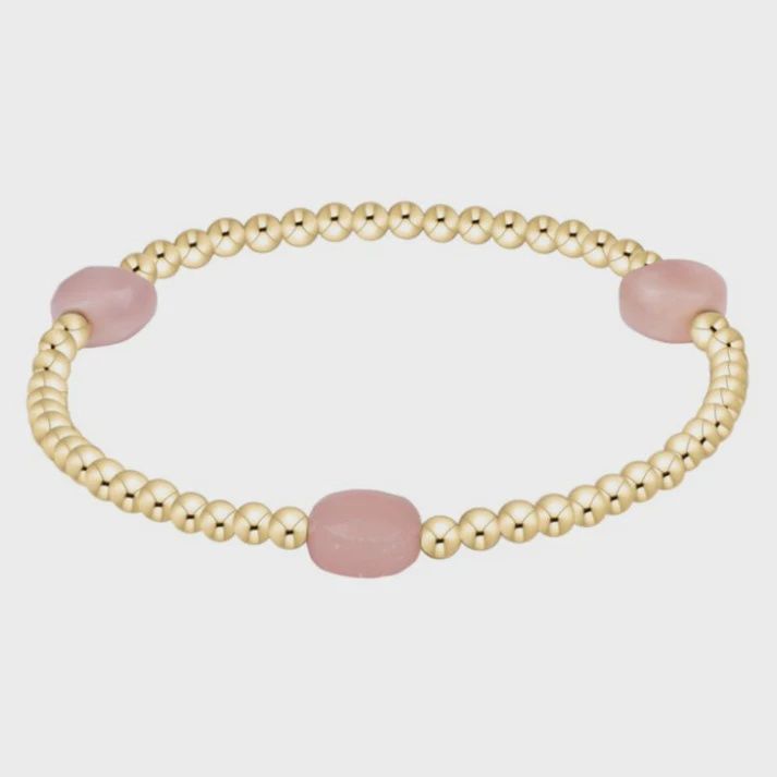 Admire Gem 3mm Gold Bracelet - Pink Opal