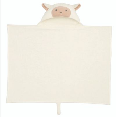 Elegant Baby Cream Lamb Hooded Baby Bath Wrap
