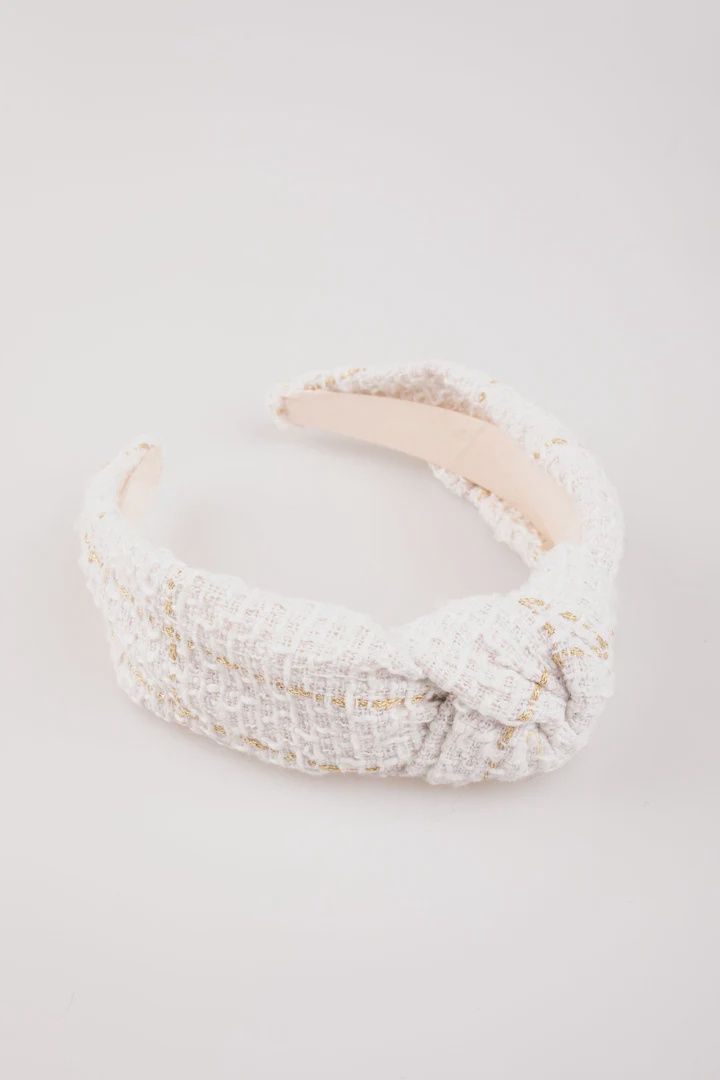 Tweed Knot Headband, Colour: White