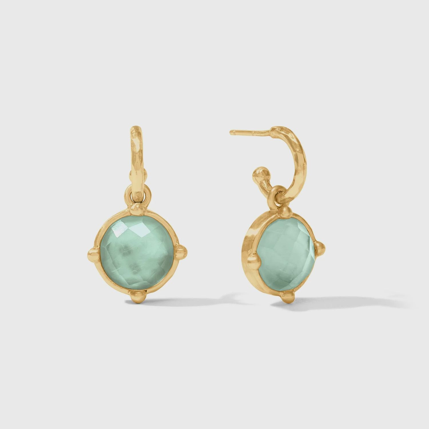 Julie Vos Honeybee Hoop &amp; Charm Earring, Colour: Iridescent Aquamarine Blue