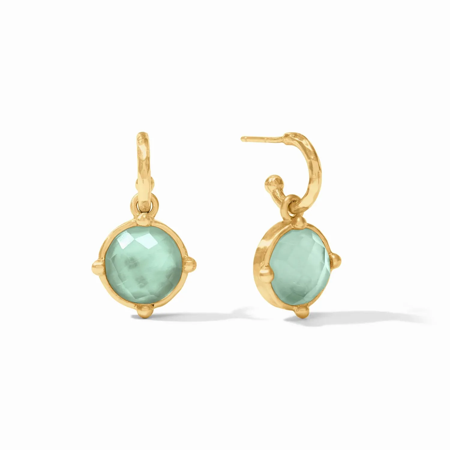 Julie Vos Honeybee Hoop &amp; Charm Earring, Colour: Iridescent Aquamarine Blue