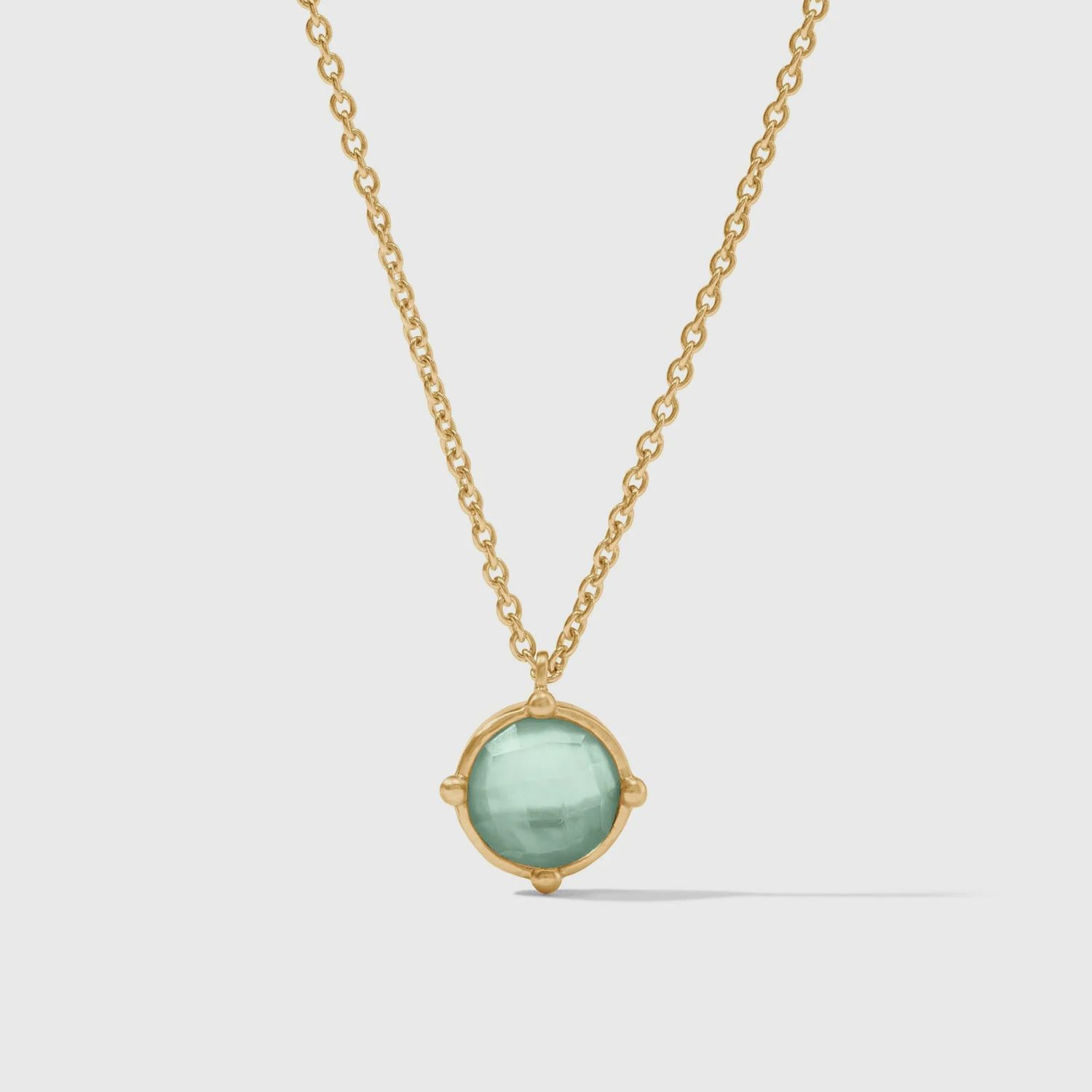 Julie Vos Honeybee Solitaire Necklace, Colour: Iridescent Aquamarine Blue, Description: Gold