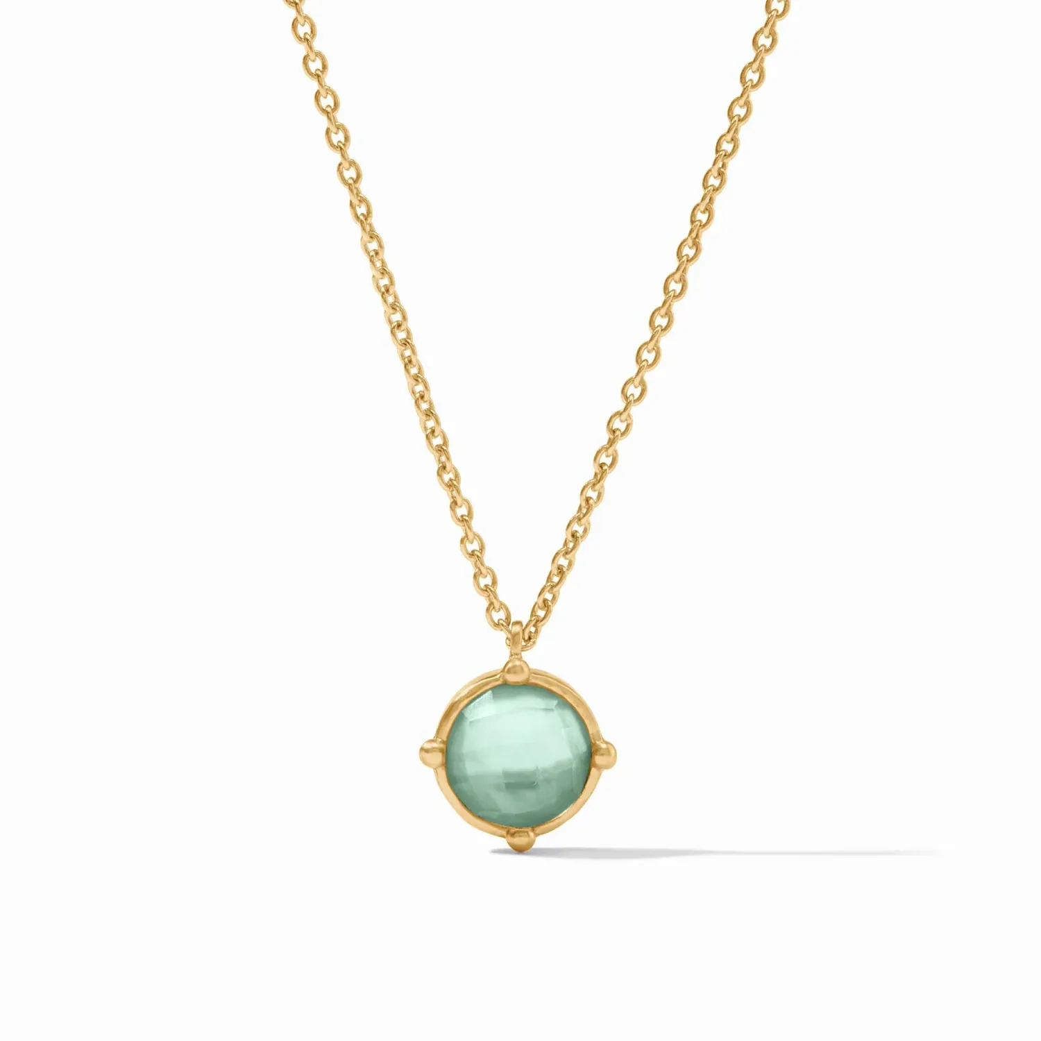 Julie Vos Honeybee Solitaire Necklace, Colour: Iridescent Aquamarine Blue, Description: Gold