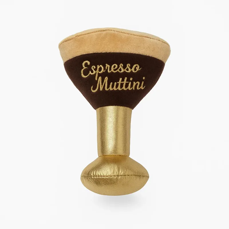 Haute Diggity Dog Espresso Muttini Dog Toy Plush Squeaky Parody
