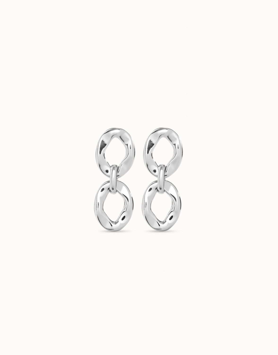 Uno de 50 Joyful Two-Link Handcrafted Silver Earrings, Colour: Silver