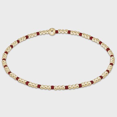 Gameday Hope Sincerity Pattern 2mm Bead Bracelet - Crimson
