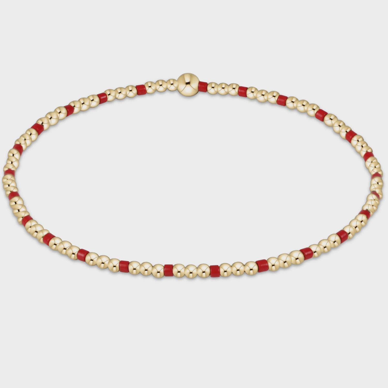Gameday Hope Sincerity Pattern 2mm Bead Bracelet - Bright Red