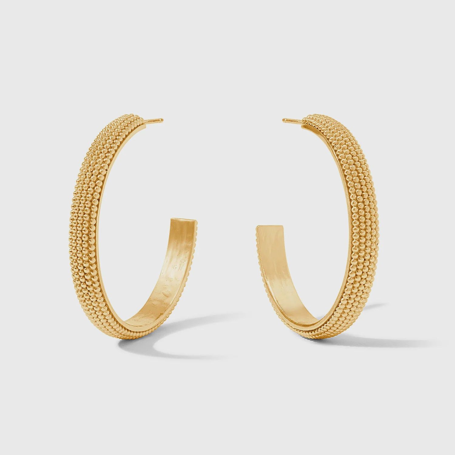 Julie Vos Beaded Eternity Cabochon Hoop Earrings 24K Gold Plate, Size: Large