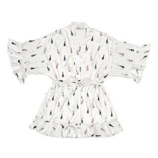 Bella IL Fiore Ruffled Satin Robe, Description: Champagne, Size: S/MD