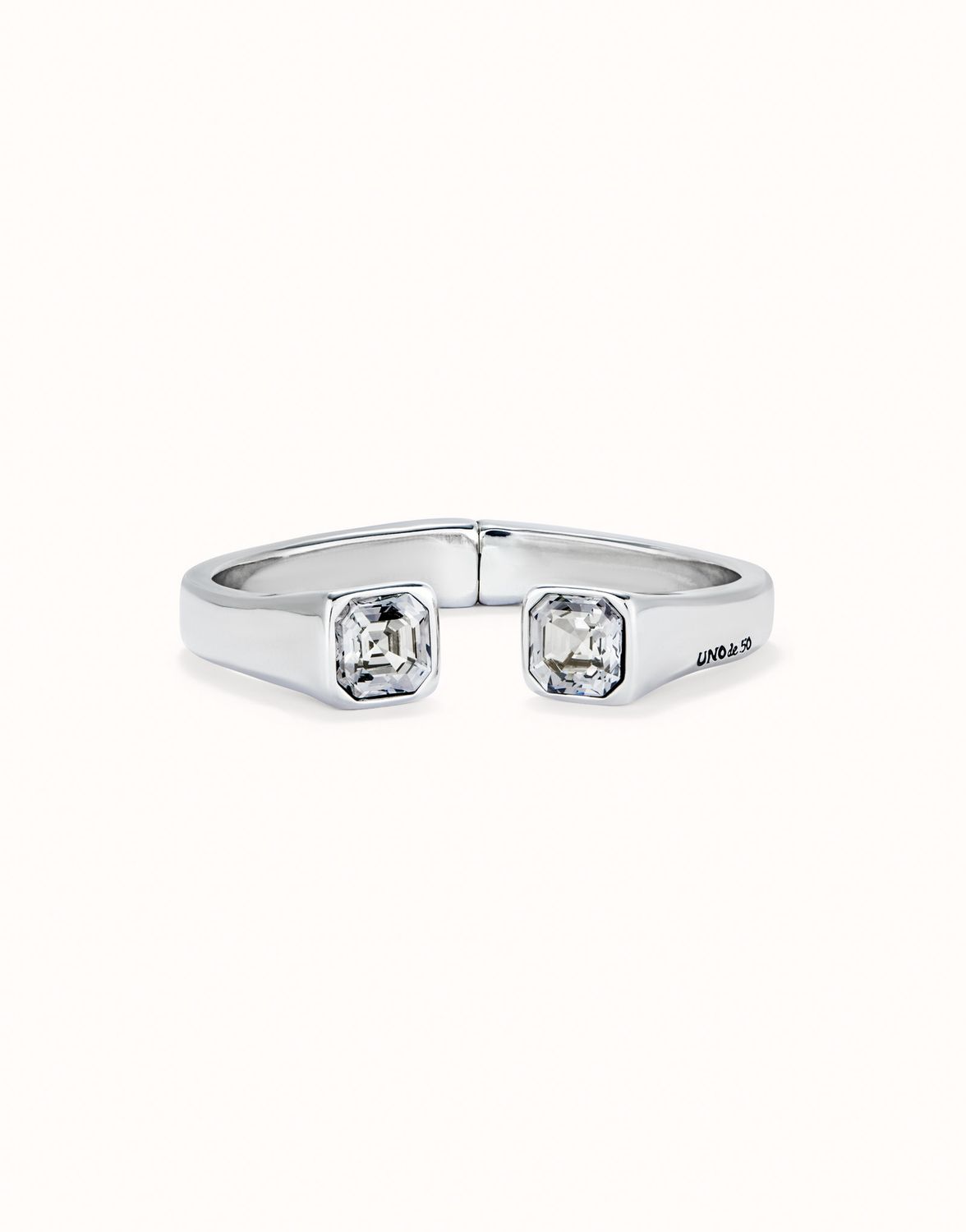 Uno de 50 Rigid Sterling Silver-Plated White Crystal Bracelet, Colour: Silver, Description: Crystal