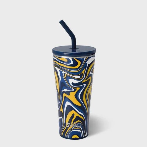 FANZONE-, Colour: Navy+Yellow, Description: 32 Oz w/ Straw