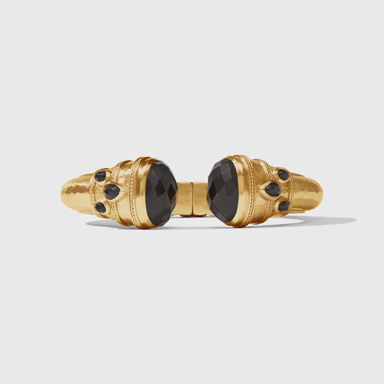 Julie Vos Cannes Gilded Cuff Bracelet with Rose-Cut Gemstones, Colour: Obsidian Black