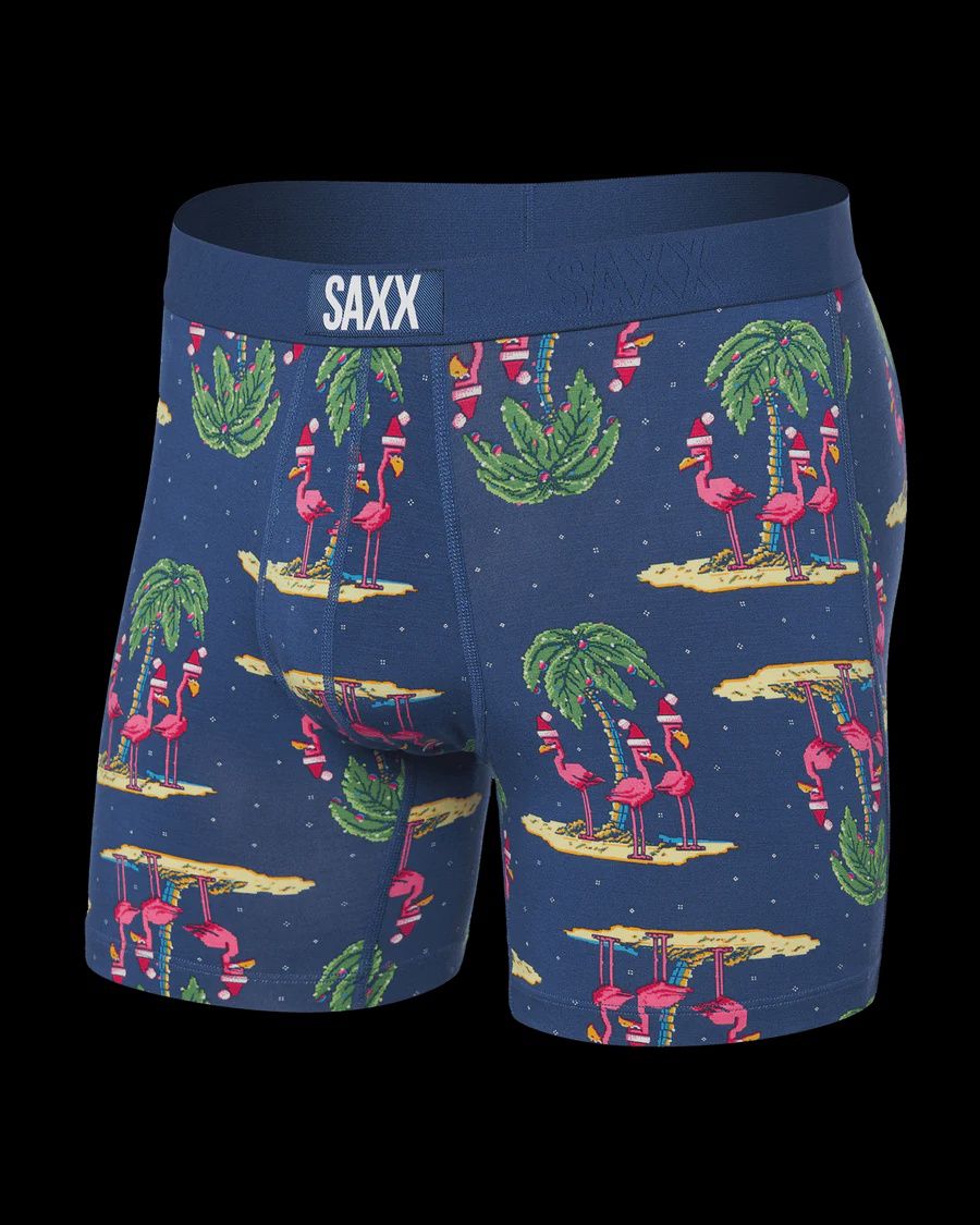 SAXX Vibe Super Soft Boxer Brief with BallPark Pouch Holiday Print, Description: Holidays In Paradise-Blue, Size: M