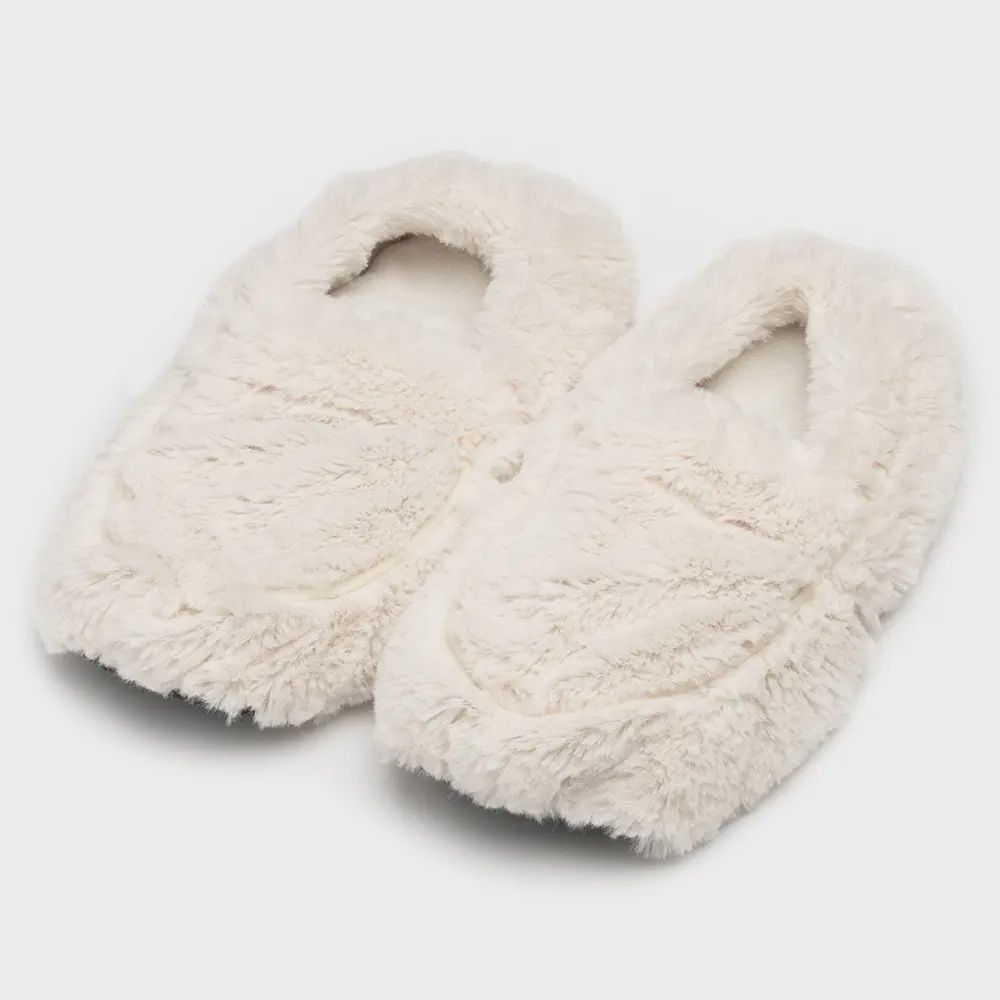 Warmies Microwavable Faux Fur Slippers Women's Sizes 6-10, Colour: Cream