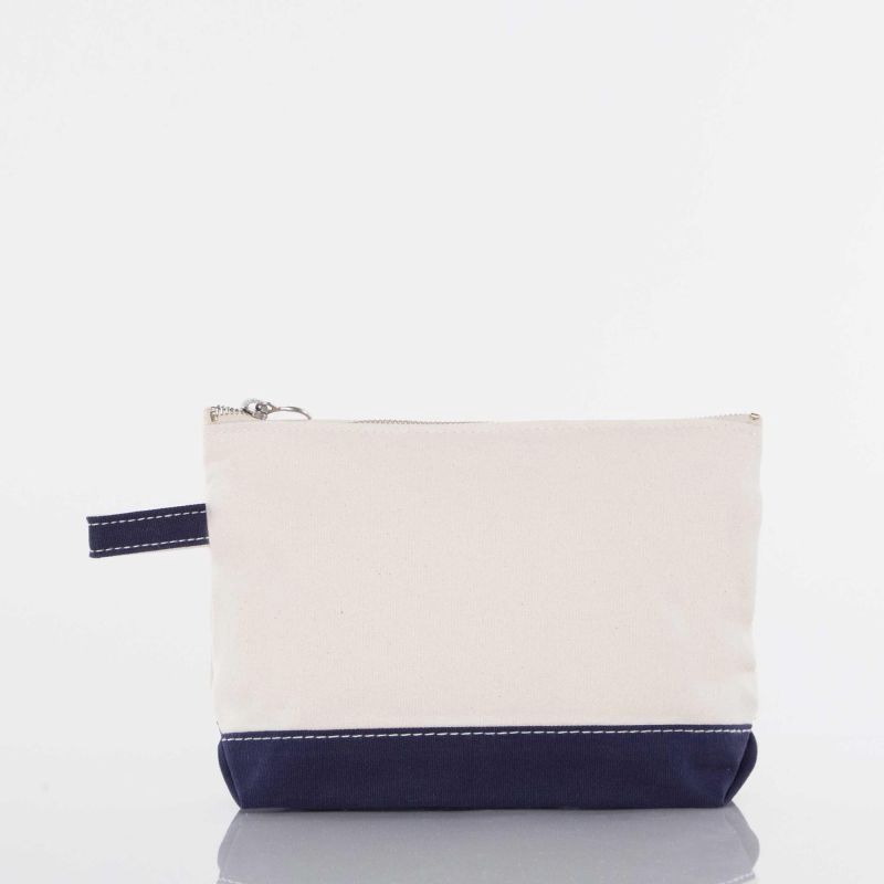 Personalized Canvas Makeup Bags – Custom Name or Monogram Embroidered, Colour: Navy