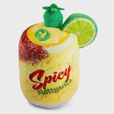 Spicy Muttgarita squeaker plush dog toy by Haute Diggity Dog, margarita-themed design in bright colors on white background