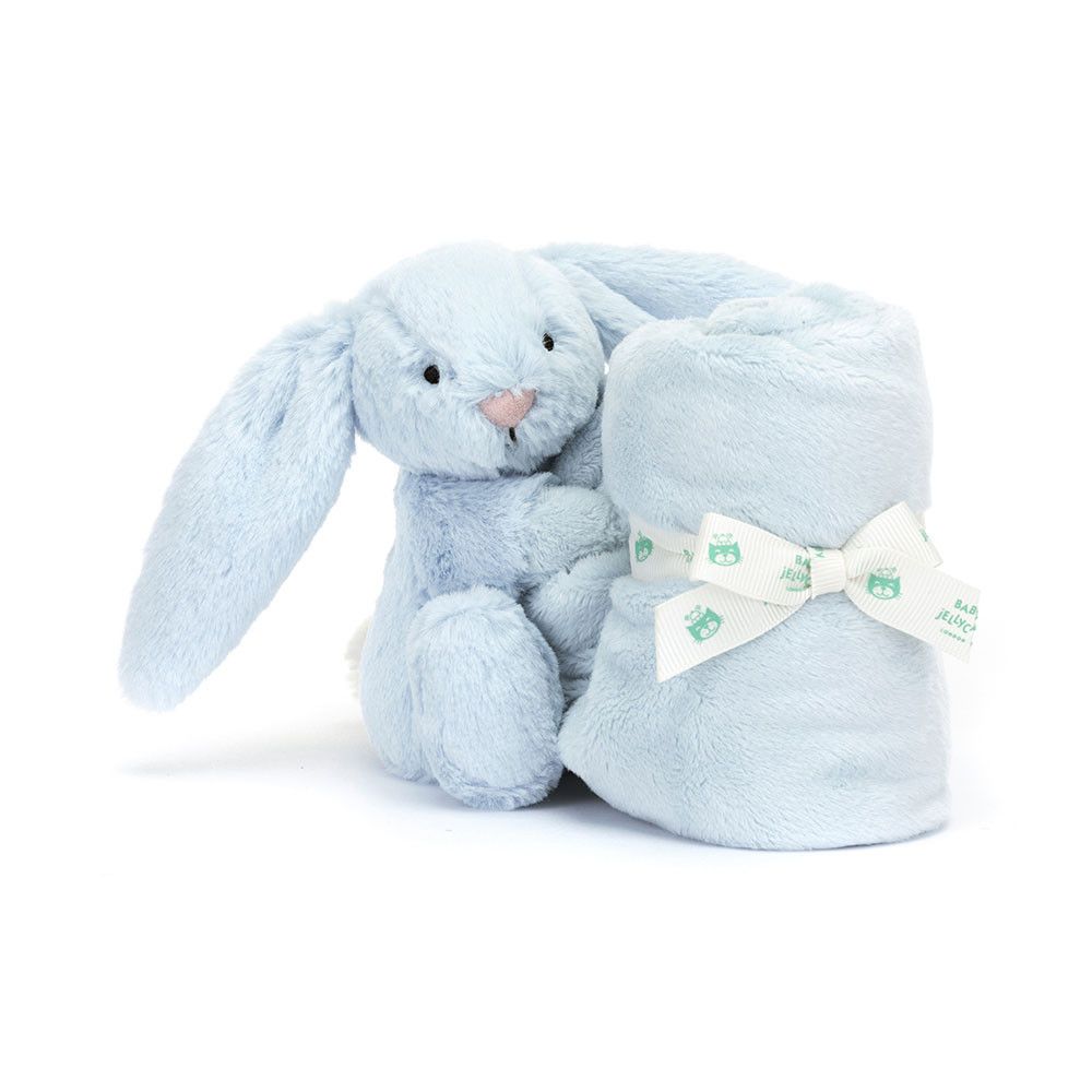 Jellycat Bashful Cream Bunny Soother with Pacifier Holder, Colour: Blue