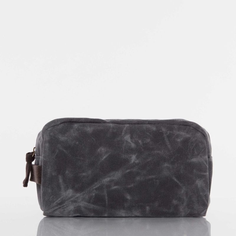 Personalized Waxed Canvas Travel Bag – Custom Monogram Dopp Kit, Colour: Slate