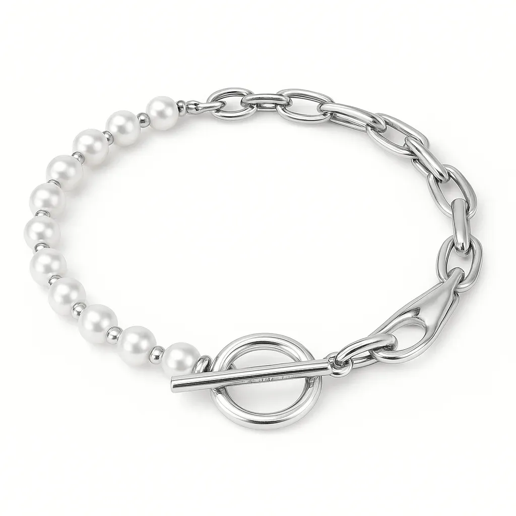 Uno de 50 Sterling Silver-Plated Pearl Link Chain Necklace