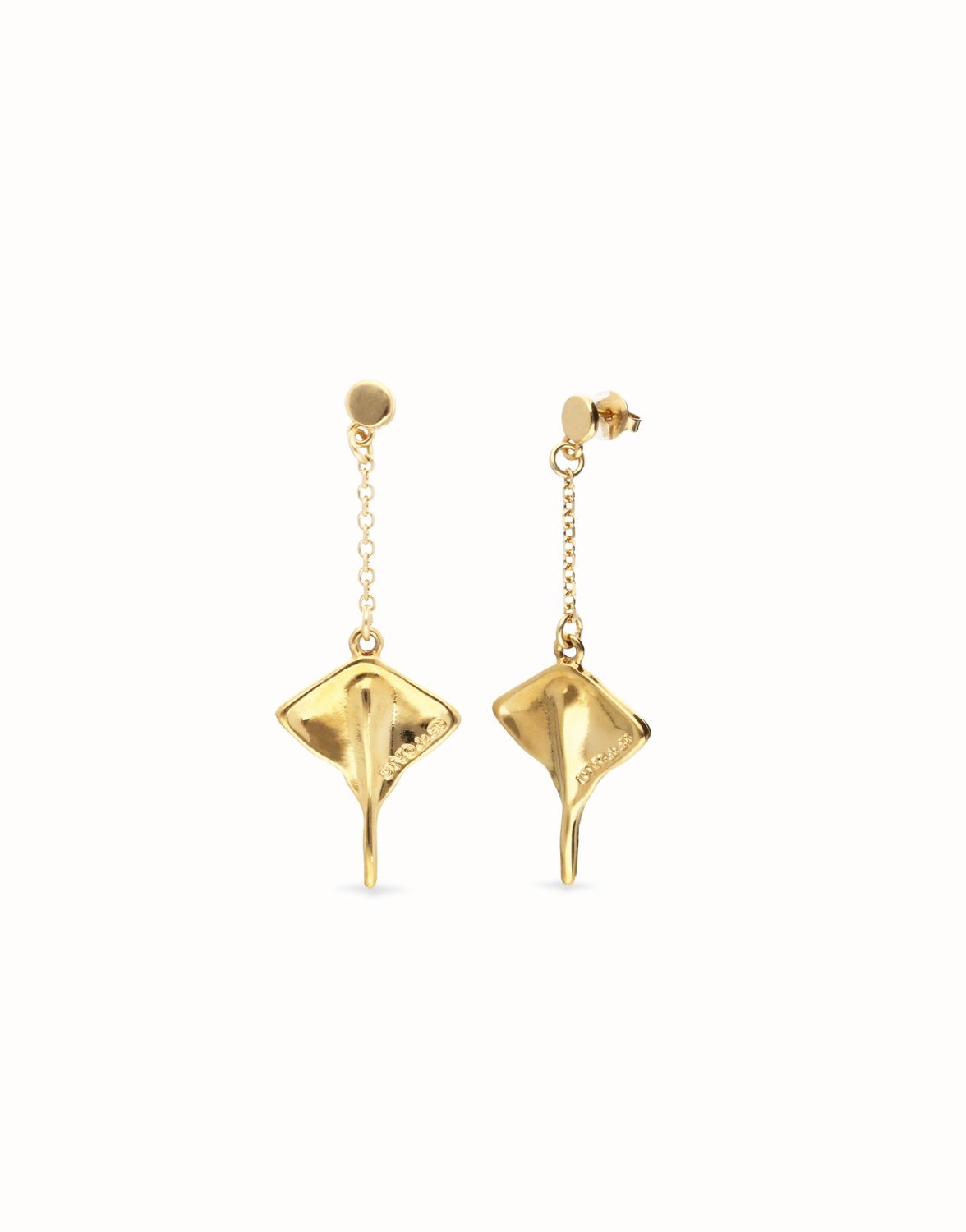 Uno de 50 Ser Majestuosa Manta Ray Drop Dangle Earrings, Colour: Gold