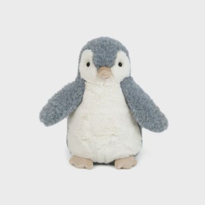 Mon Ami Blizzard Penguin plush toy in baby blue faux fur, displayed against a white background in studio lighting
