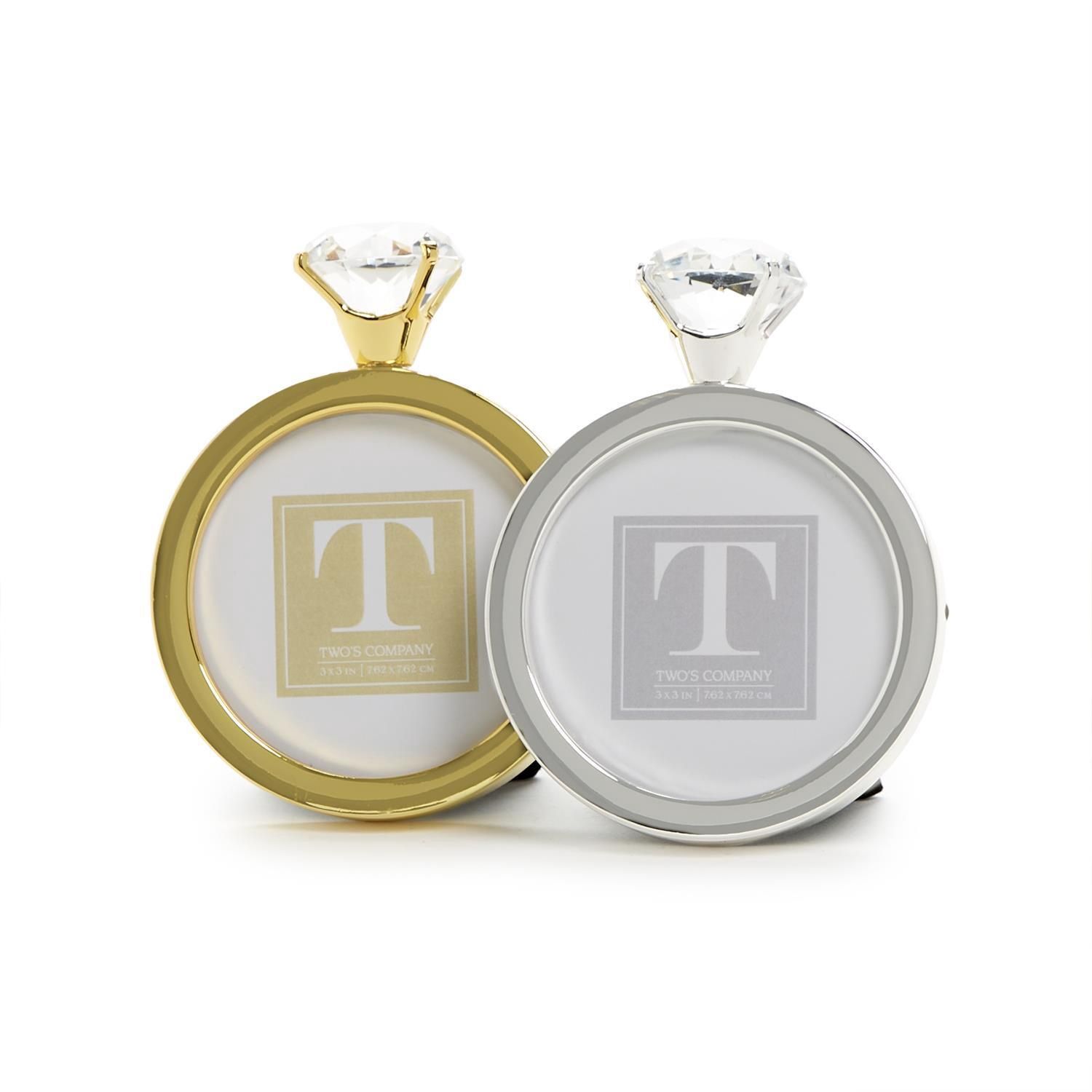 Clear Diamond Ring Photo Frame, Colour: Gold