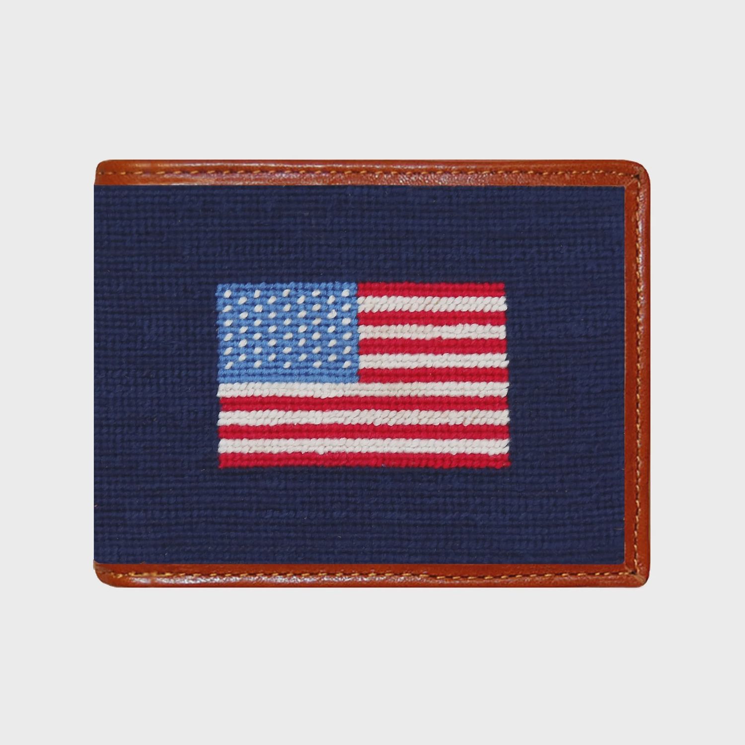 Hand-Stitched Needlepoint Bifold Wallet, Name: American Flag