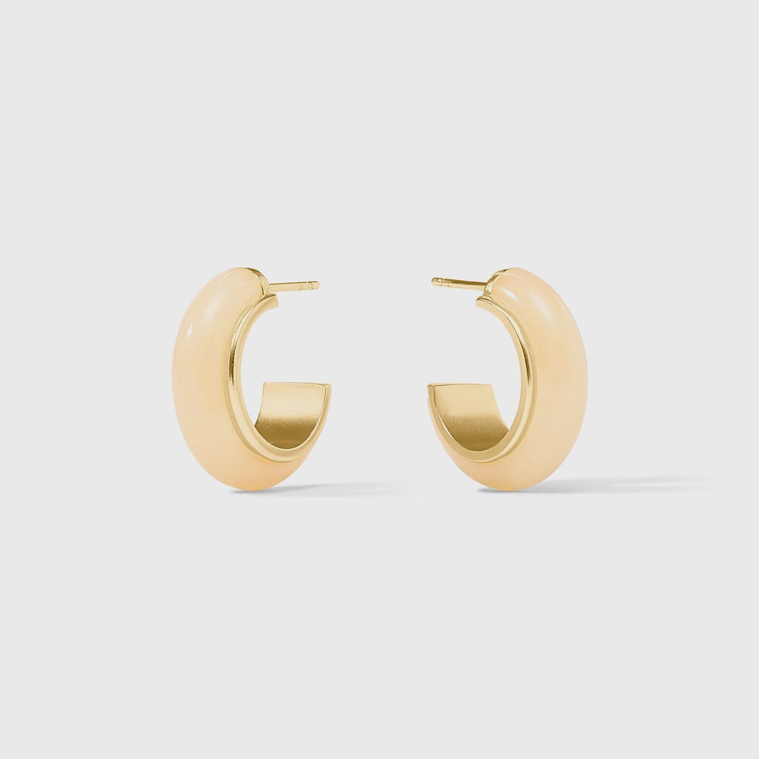Julie Vos Carnaby Hoop Earrings 24K Gold Plate &amp; Acetate, Colour: Ivory, Size: Small