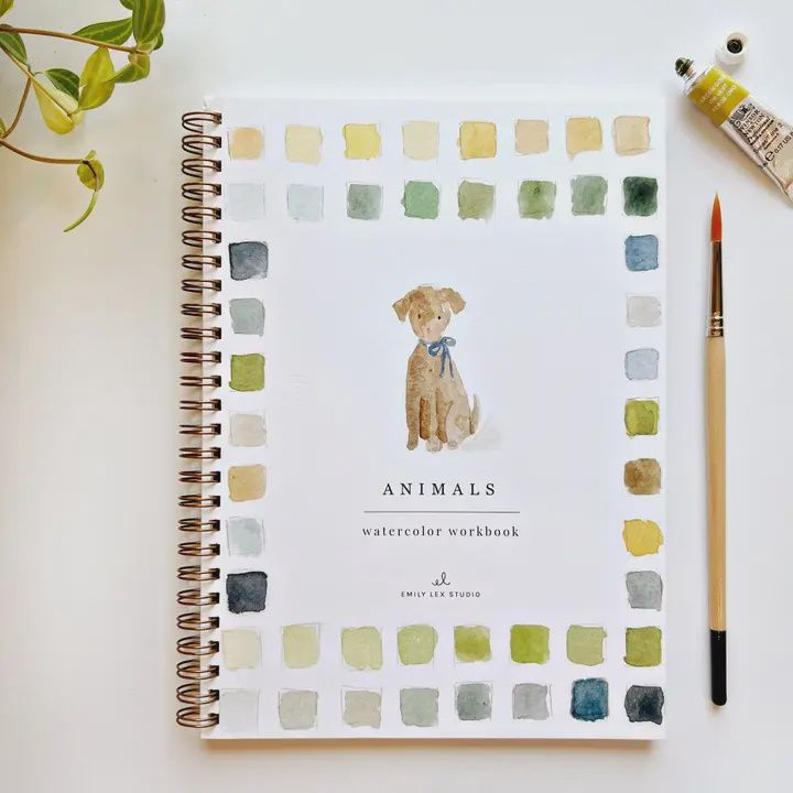 Watercolor Workbook with 12 Step-by-Step Illustrations, Name: Animals
