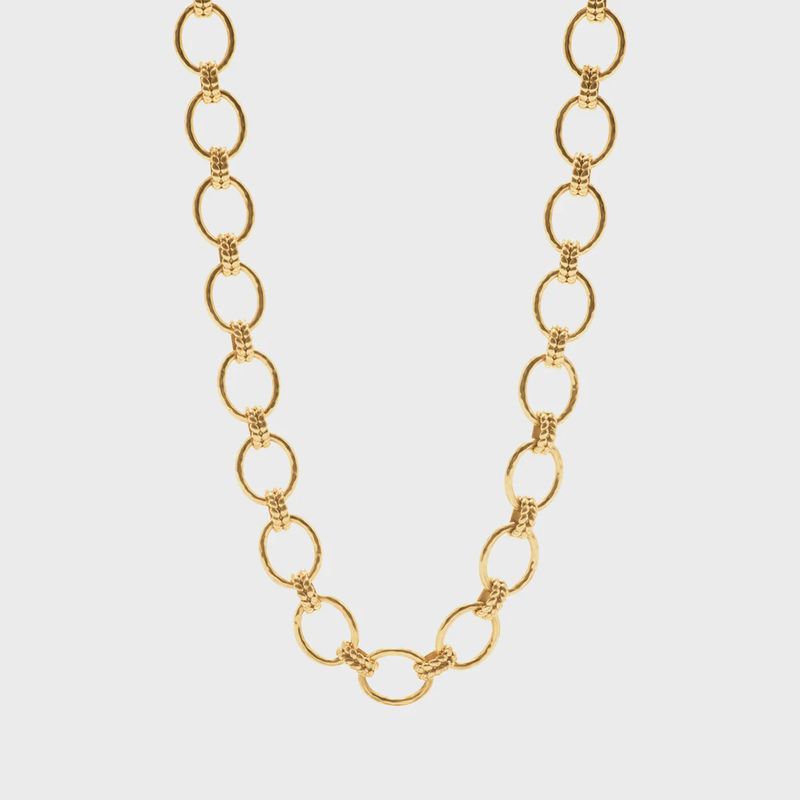 Cleopatra Grande Link Necklace, 16"+2'' - Gold