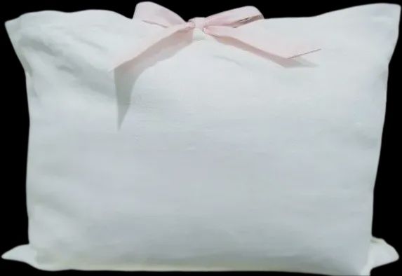 Personalized Baby Linen Pillow with Bow Tie – Custom Embroidered Name Pillow for Nursery Décor, Colour: Pink