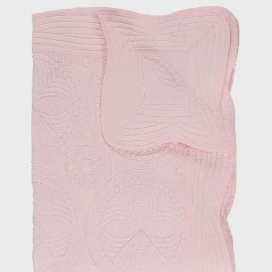 Personalized Heirloom Baby Quilt Blanket – Custom Embroidered Cotton Crib Blanket - Zsa Zsa &amp; Lolli, Colour: Pink