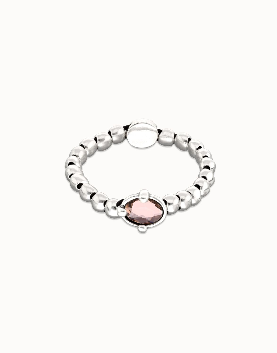 Uno de 50 Ser Deslumbrante Pink Crystal Beaded Silver Bracelet, Colour: Pink