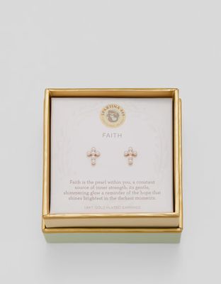 Sea La Vie Stud Earrings Faith/Pearl Cross