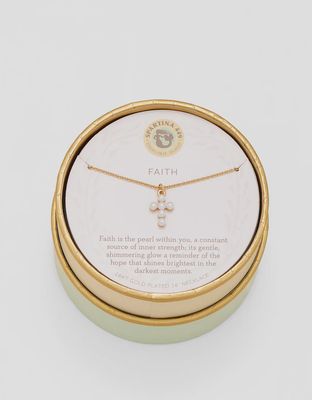 Sea La Vie Necklace 18" Faith/Pearl Cross