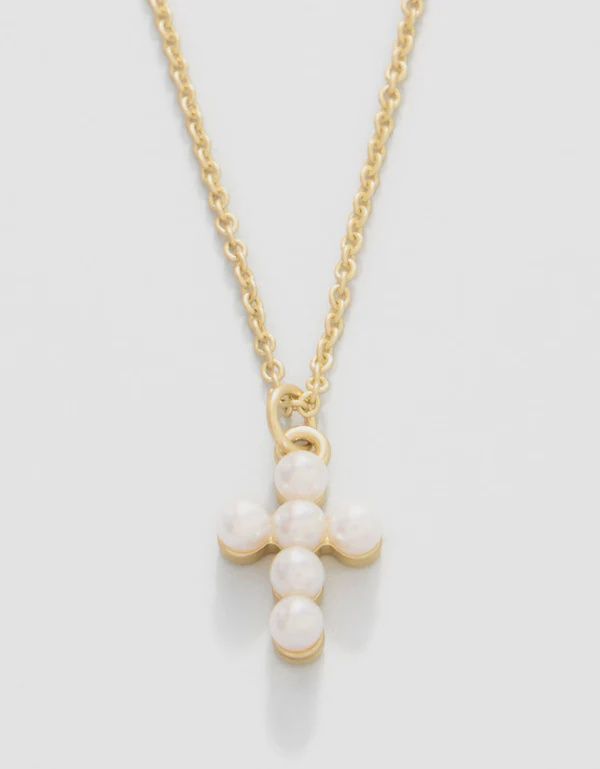 Sea La Vie Necklace 18" Faith/Pearl Cross