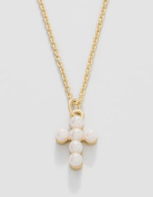 Sea La Vie Necklace 18" Faith/Pearl Cross