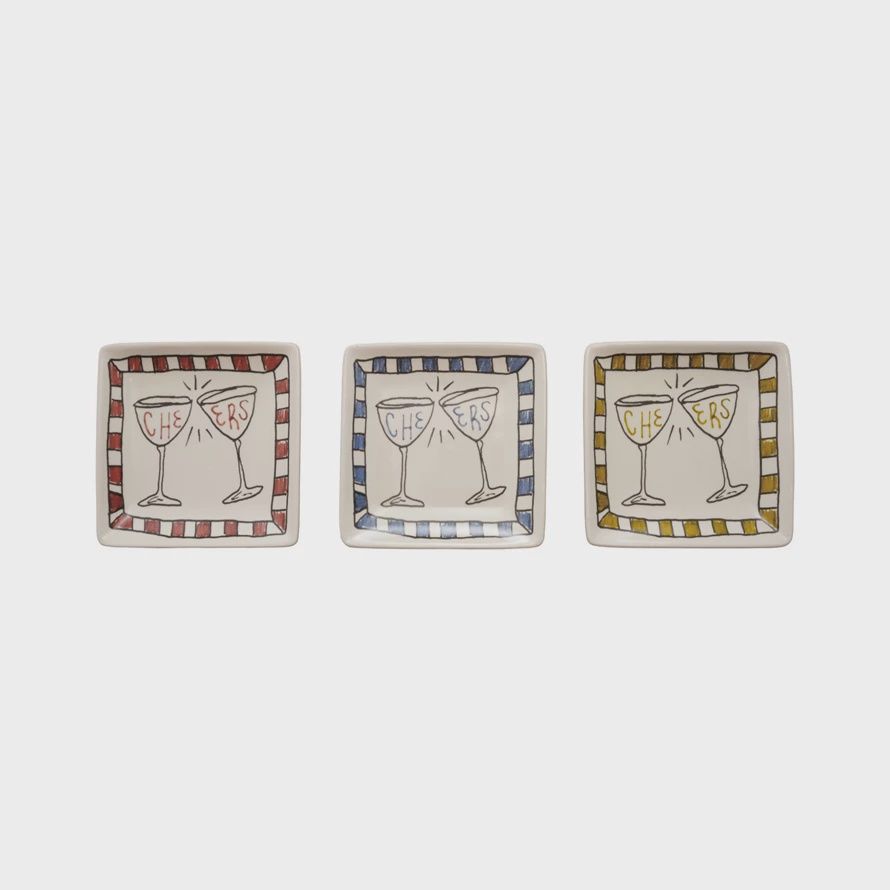 Stoneware Dish "Cheers”,