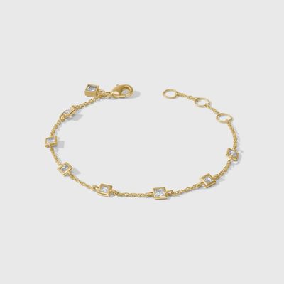 Julie Vos Jolie delicate bracelet in 24K gold plate with cubic zirconia stones on white background