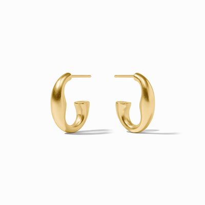 Julie Vos Laguna hoop earrings in 24K gold plate with post back closure, displayed against white background