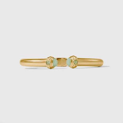 Julie Vos Portofino Demi Cuff Bracelet in 24K gold-plated brass with jade stone and cubic zirconia accents on white background