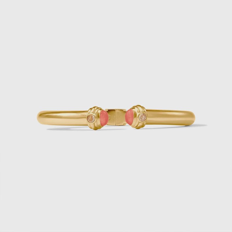 Julie Vos Portofino Demi Cuff Bracelet in 24K gold with jade and cubic zirconia stones worn on wrist
